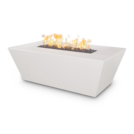 The Outdoor Plus 60 Rectangular Angelus Fire Pit, GFRC Concrete, White, Low Voltage Electronic Ignition, Natural Gas OPT-AGLGF60E12V-LIM-NG